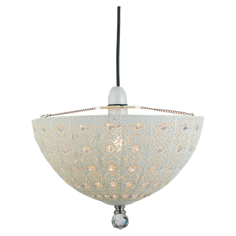 Cheo Ivory Non Electric Easy Fit Pendant Light – Elegant Home Lighting Fixture, 30cm Width, Lightweight Design