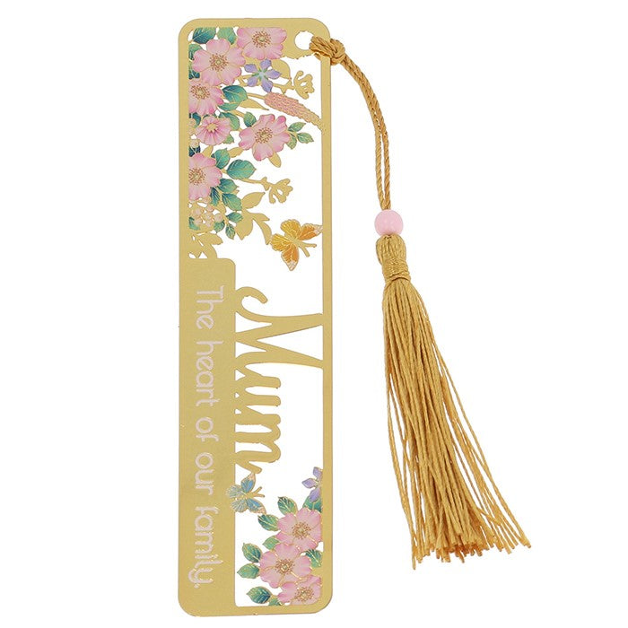 Blossom Mum Bookmark Gift – Elegant Floral Metal Bookmark with Tassel Keepsake for Mum