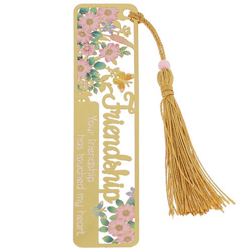 Blossom Friendship Bookmark – Elegant Gold Floral Gift , Luxury Keepsake Tassel Bookmark