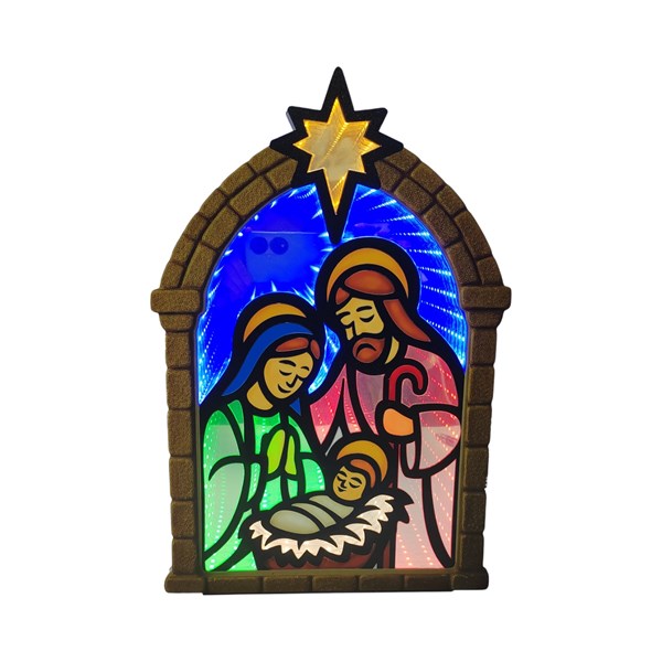 LED Infinity Mirror Nativity Scene 25cm x 45cm