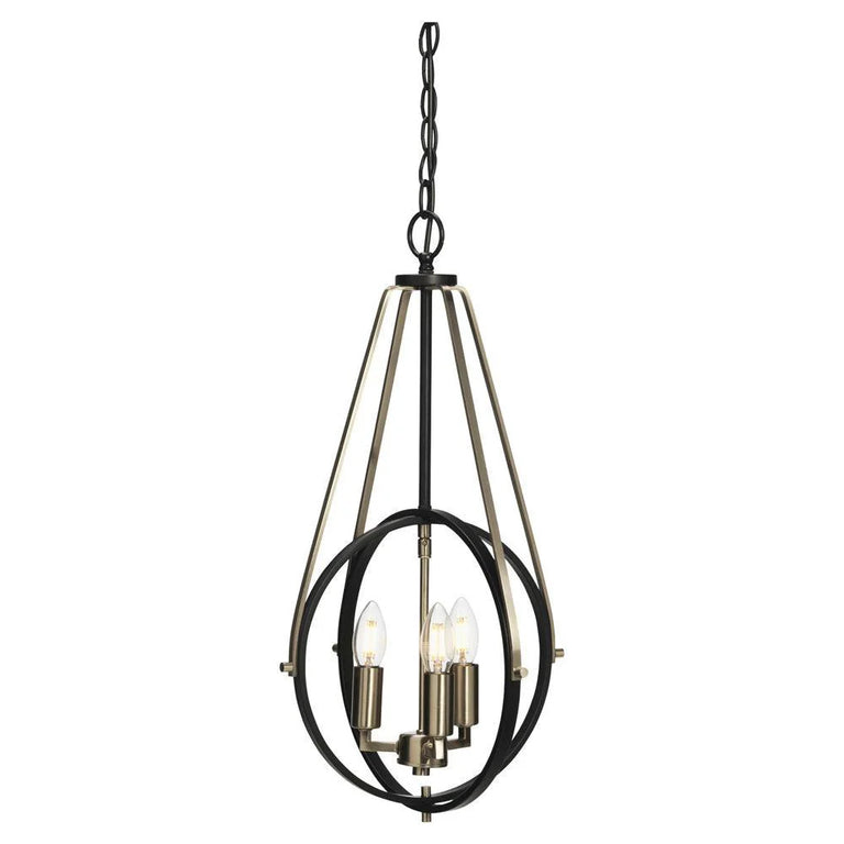 Oaks Lighting Mulgrave Black & Chrome Ceiling Pendant – Adjustable Modern Lighting Fixture, 3 Light E14 Dimmable Design