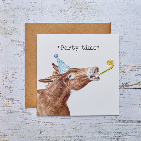 Donkey Party Card: Get Ready to Party with a Fun and Whimsical Design - Ideal for Adding Joy to Celebrations!