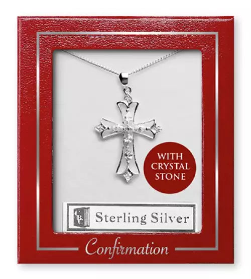 Sterling Silver Confirmation Cross Necklet with 18 Inch Chain – Elegant Filigree Pendant Gift for Confirmation