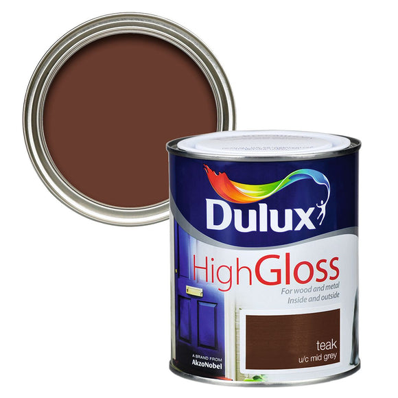 Dulux High Gloss Teak: A deep and luxurious wood-inspired shade for a glossy and refined finish.