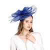 Ethereal Aviary Large Fascinator in Royal Blue worn from the front