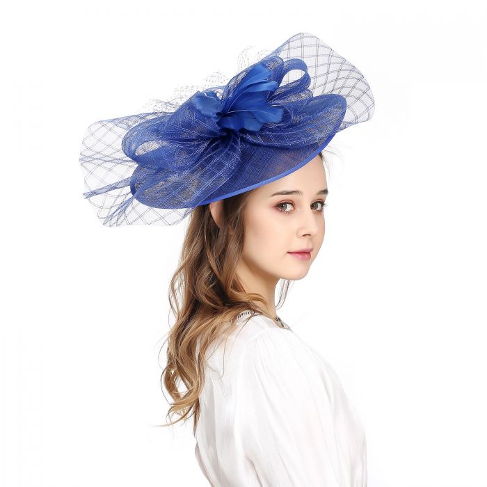 Ethereal Aviary Large Fascinator in Royal Blue