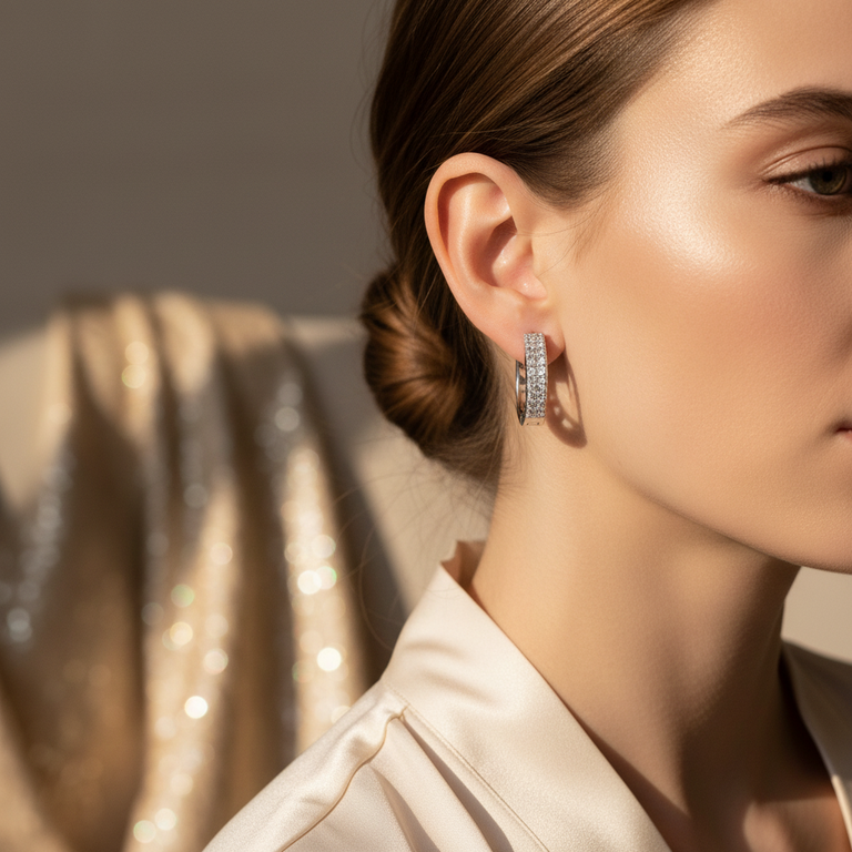 Newgrange Diamante Hoop Earrings
