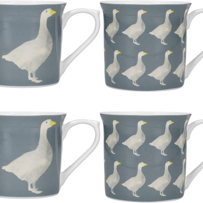 KitchenCraft Set of Four Fluted China Geese Mugs