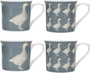KitchenCraft Set of Four Fluted China Geese Mugs