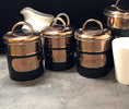 Black & Copper Tins Set of 3 Stainless Steel Tea Coffee Sugar Storage Containers