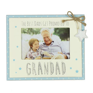 Capture cherished memories and celebrate the joy of becoming a grandad with the Love Life Photo Frame. This beautiful frame features the heartwarming message 'Promoted To Grandad' and is designed to hold a 6" x 4" photo. The frame is elegantly crafted with attention to detail, featuring a stylish design and a high-quality finish. 