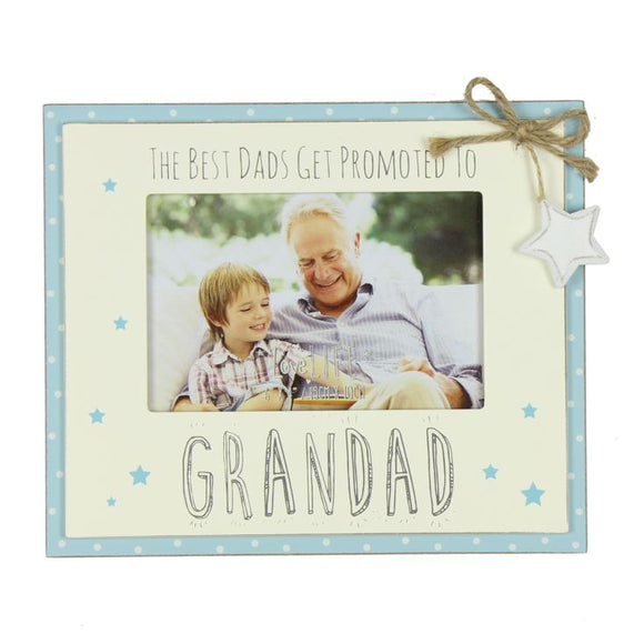 Capture cherished memories and celebrate the joy of becoming a grandad with the Love Life Photo Frame. This beautiful frame features the heartwarming message 'Promoted To Grandad' and is designed to hold a 6