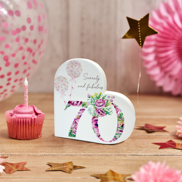 Floral Heart Block - A charming and decorative 70 years block featuring delightful floral designs.