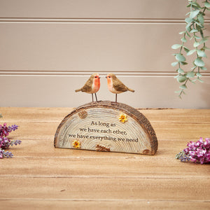 Robin Couple Block Resin - Adorable robin couple figurine made from high-quality resin, adding a touch of charm to your decor.
