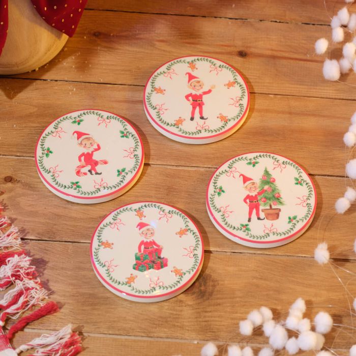 Elf Crew Ceramic Christmas Coaster with 3D Detail