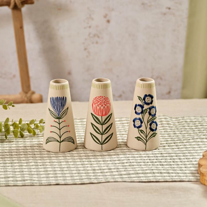 Flourish & Foliage Stoneware Embossed Bud Vase