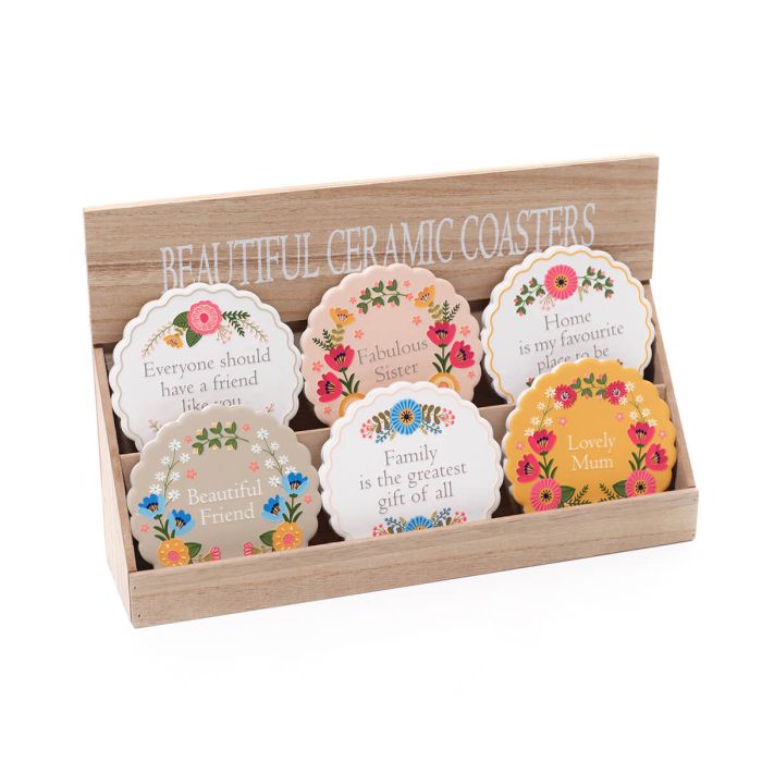 Floral Luxe Scalloped Edge Ceramic Coaster