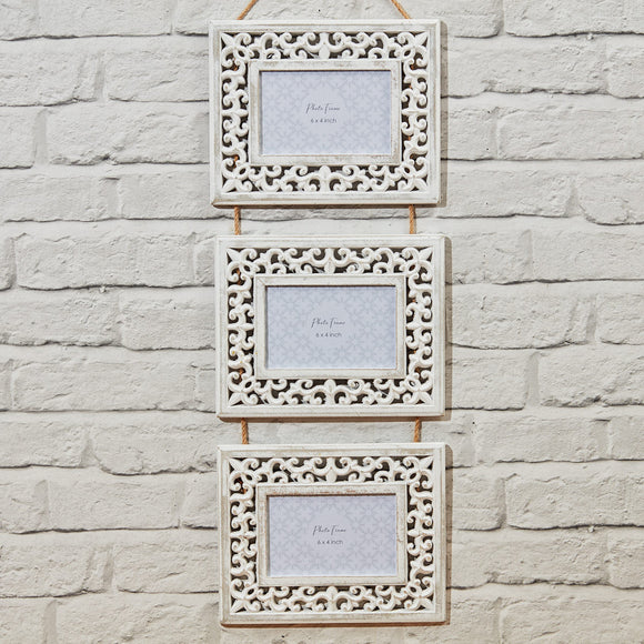 Transform Your Living Space with the Exquisite Handcrafted Carved Rectangle Triple Frame, a Perfect Addition for Showcasing Cherished Memories and Art with Timeless Elegance.