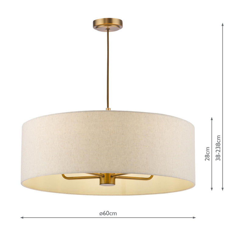 Aelin 5 Light Pendant Matt Bronze with Natural Linen Shade