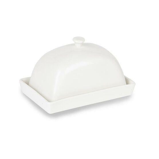 An image showcasing the Covered Butter Dish White, a classic and functional addition to your dining table.