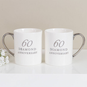 Amore by JULIANA Set of 2 Porcelain Mugs  60th Anniversary