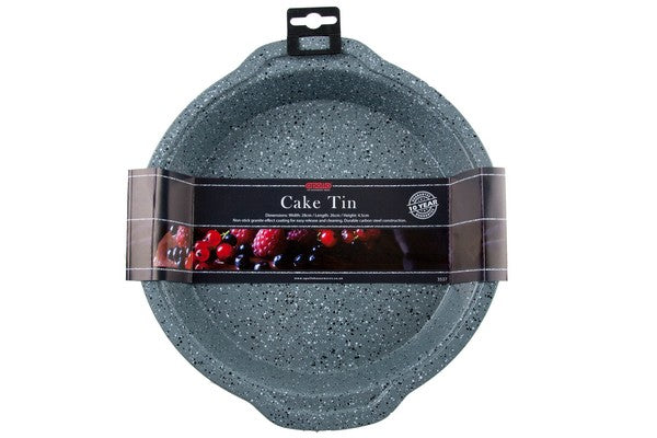 Apollo Granite Cake Tin Non-Stick Round Bakeware, Carbon Steel, Even Heat Distribution for Baking Cooking Food Preparation