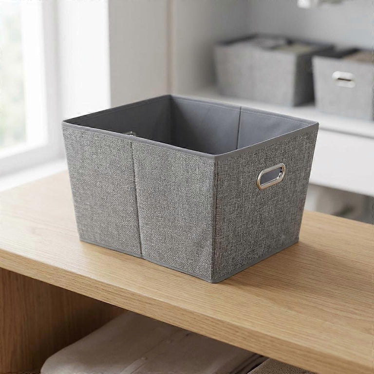 Apollo Large Storage Bin – Foldable Grey Linen Storage Basket