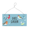 Decorate your garden with the Dad's Garden British Garden Bird Sign, featuring colorful illustrations of various British garden birds to bring a touch of nature to your outdoor space.