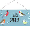 Enhance your garden with the Dad's Garden British Garden Bird Sign, displaying lifelike illustrations of beloved British garden birds to celebrate the beauty of nature.