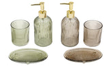 Mushroom Glass Bathroom Set – Ribbed Glass
