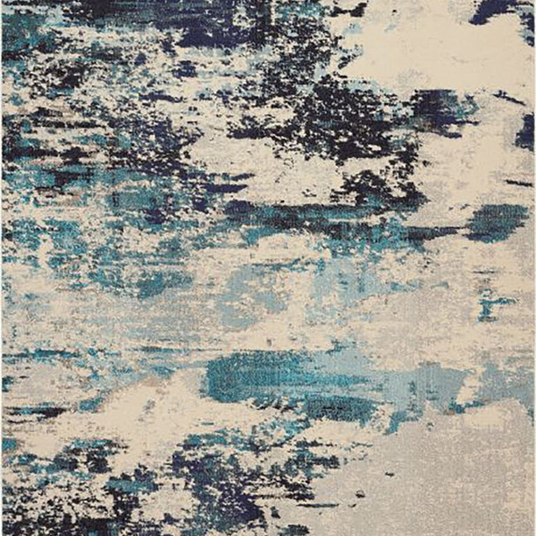 Nourison Rug Celestial Rug 02 Ivory Teal Blue - Round
