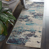 Nourison Rug Celestial Rug 02 Ivory Teal Blue - Runner