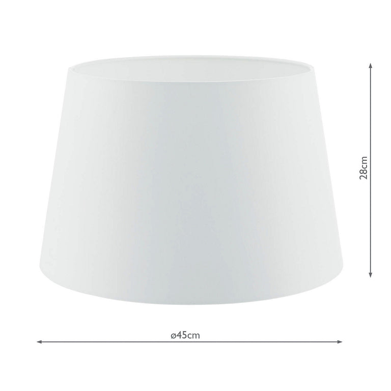 Cezanne Faux Silk Tapered Drum Shade 45cm White - Home Decor Lighting