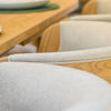 Cofra Danu dining chair in neutral fabric on a natural oak frame
