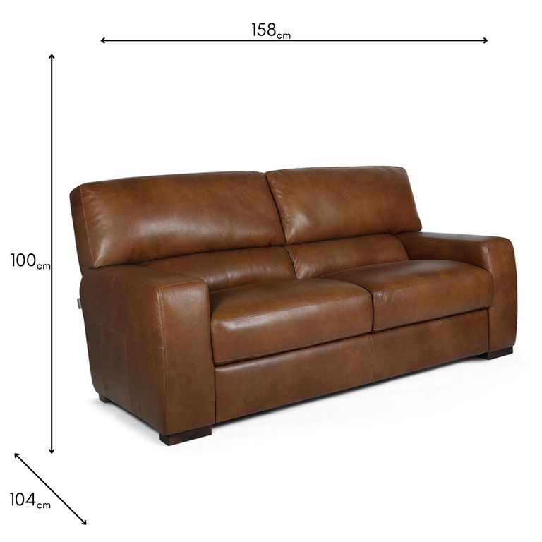 Aurora Italian Leather 2 Seater Sofa Tan - Luxury Living Room Collection