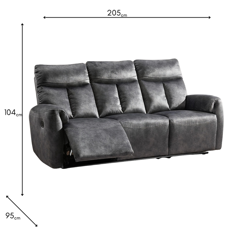 Hill 3 Seater Sofa Recliner Dark Grey - Manual Recliner Sofa Collection
