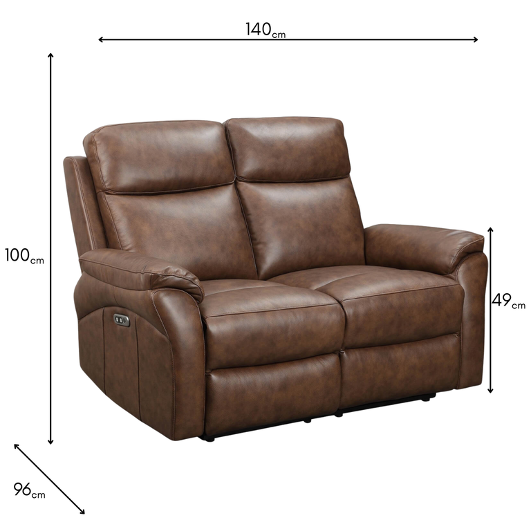 Nardo 2 Seater Electric Recliner Brown