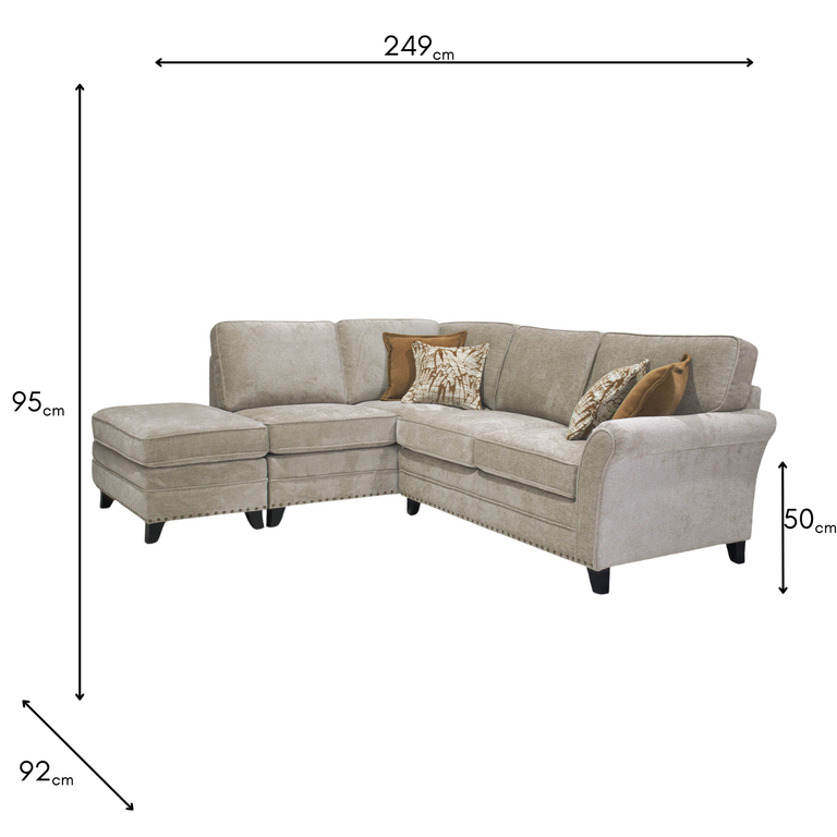 Pippa Corner Sofa LHF Mink - Luxury Living Room Furniture