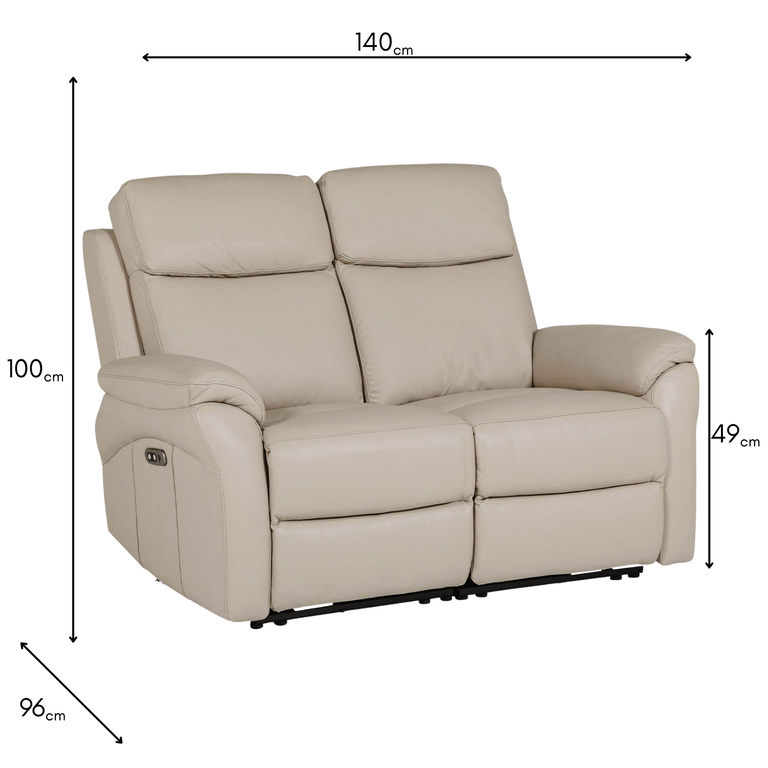 Nardo 2 Seater Electric Recliner Cashmere - Leather Sofa Recliner