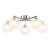 Diego five light semi flush ceiling light in polished chrome with opal glass