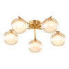 Diego five light semi flush ceiling light in antique bronze with amber glass