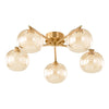 Diego five light semi flush ceiling light in antique bronze with amber glass - view 2