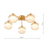 Diego five light semi flush ceiling light in antique bronze with amber glass - view 3