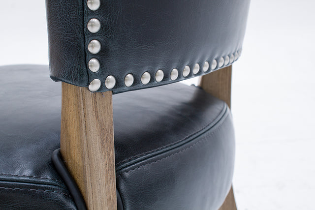 Duke Bar Stool Leather Ink Blue