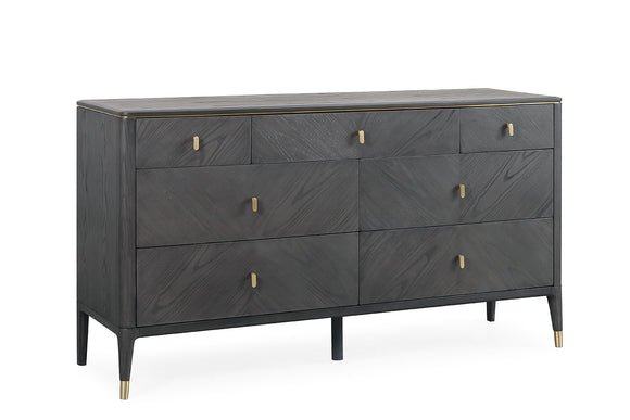 The Diletta Dressing Chest 7 Drawer Ebony, showcasing its stylish and functional design. The rich ebony finish adds a touch of elegance and sophistication, making it a perfect addition to your dressing area or bedroom decor.