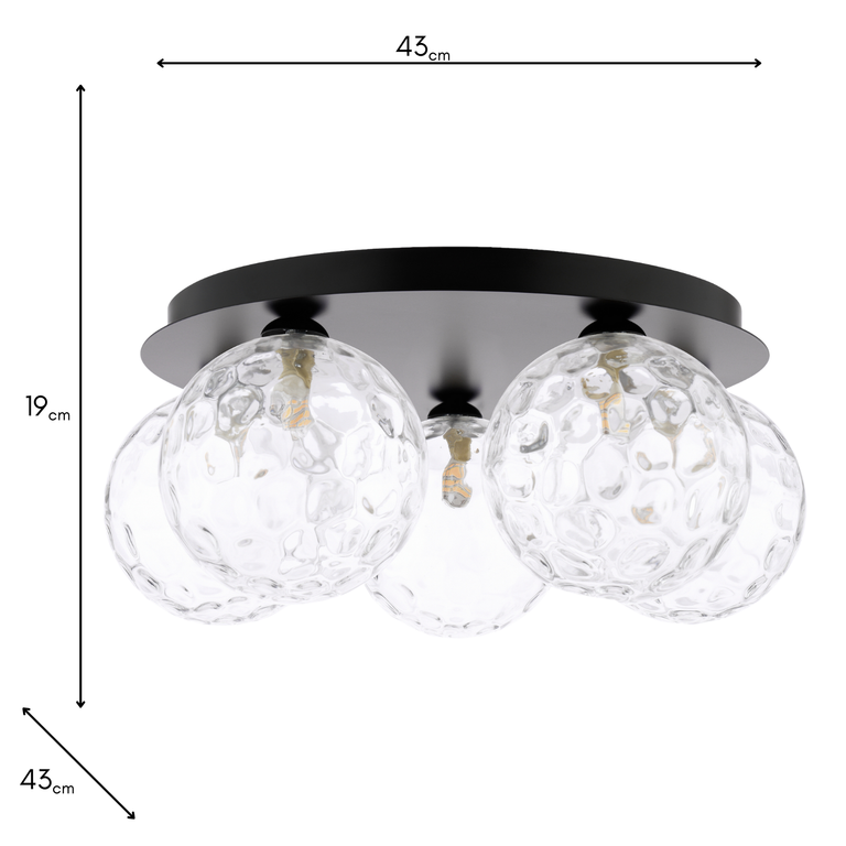 Foley 5 Light Flush Lighting – Matt Black Ceiling Light