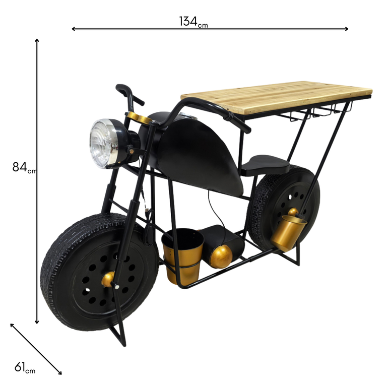 Harley Motorbike Bar Black – Vintage Industrial Bar Counter Console Table