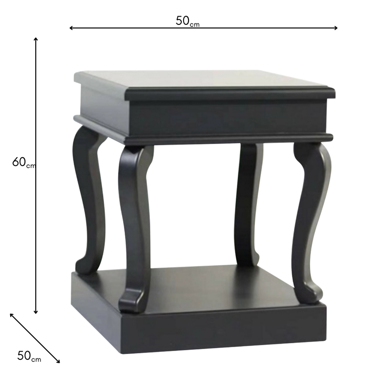 Scroll Black End Table – Side Table Wooden Accent Table