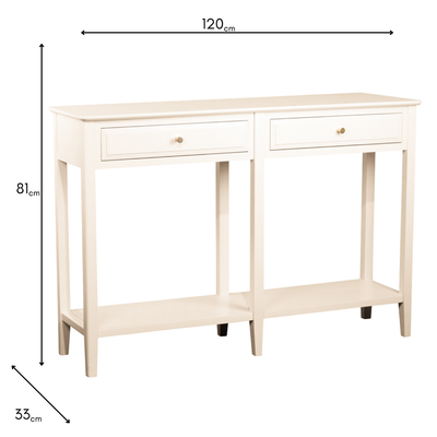 Carson Large Wooden Console Table with 2 Drawers – Cream Finish