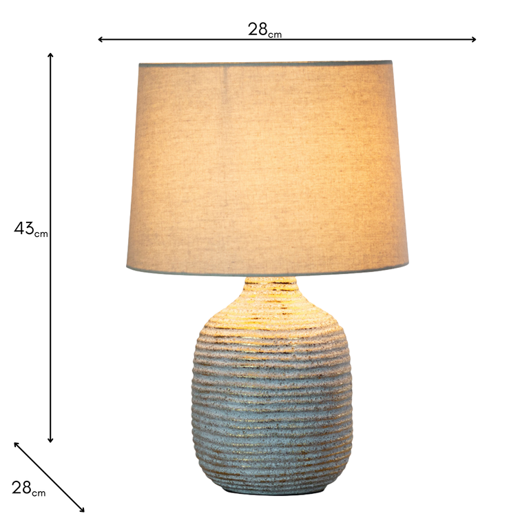 Tiana Ceramic Ridged Table Lamp – 43cm Stylish Home Lighting